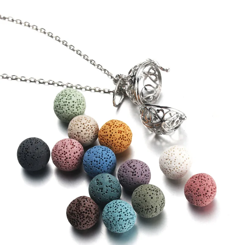 KK1231 Copper Sun Shine Shape Beads Cage Locket Pendant Perfume Diffuser Pearl  Cage Necklace - AliExpress
