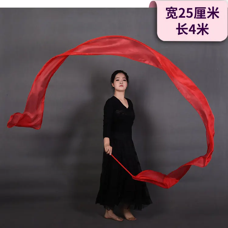 Красный цвет натуральный шелк ленточный стример для сцены реквизит принадлежности для танца живота метания стримеры 4 м длина