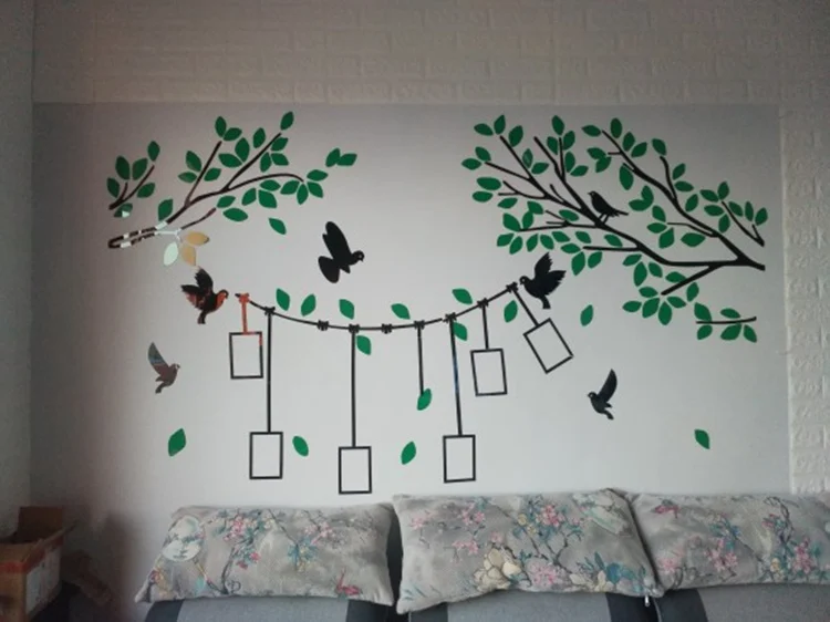 Дизайн дерево форма DIY фотообои для семьи диван украшение на стену в спальне стикер Качество 3D акриловая Наклейка на стену s