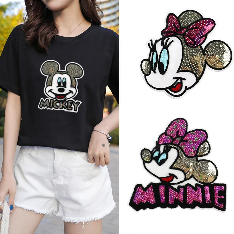 Disney cartoon Minnie Mickey clothes stickers embroidered stickers wild fashion stickers clothes patch decorative cartoon sticke