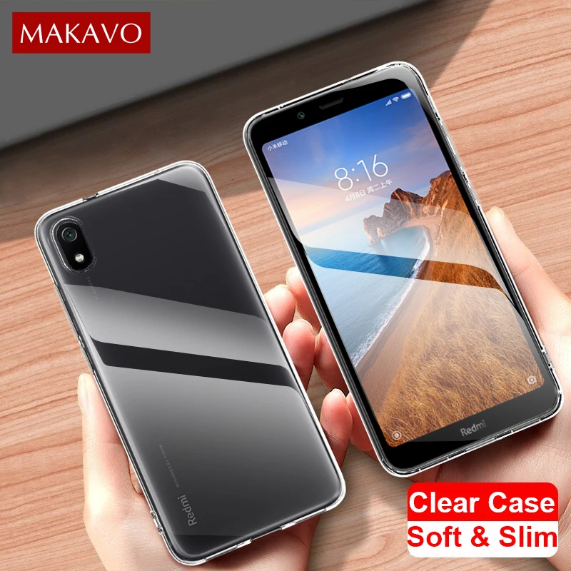 MAKAVO Чехол для Xiaomi Redmi 7A чехол 7 A прозрачный ТПУ мягкий Note 7S телефона | Мобильные