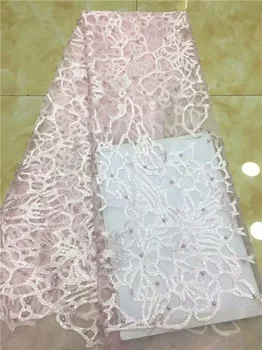 

Embroidery Nigeria Lace, Beaded Lace Fabric High Quality Lace Sequins , purple 3d flowers Nigerian Lace Fabrics For Wedding pink