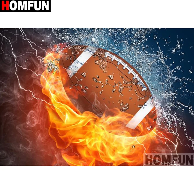 Алмазная живопись HOMFUN вышивка крестиком Футбольный огонь полностью из страз