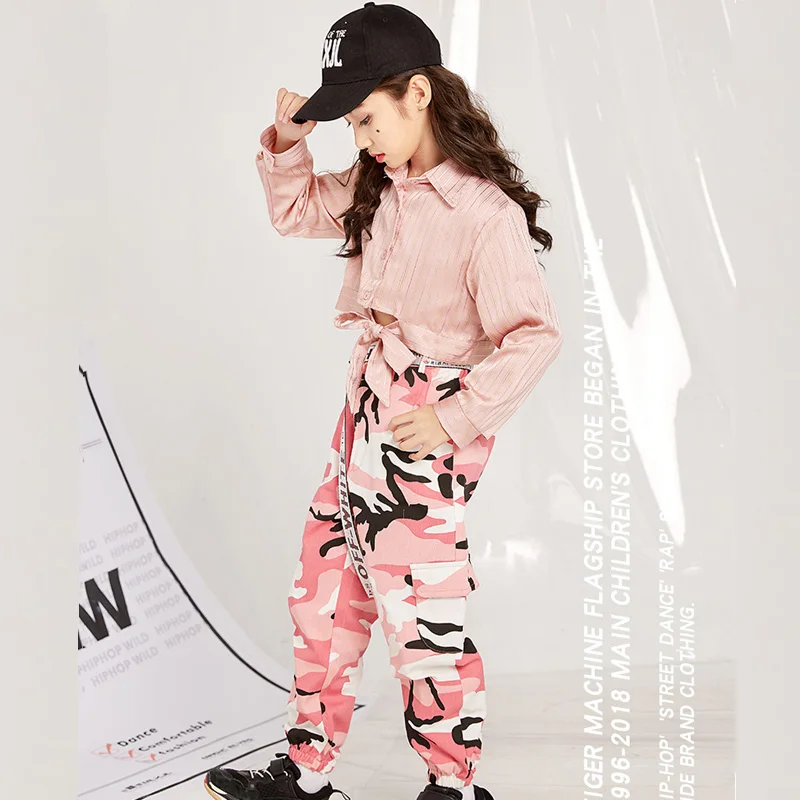 

Children jazz dance costume girls fashion winter children hip hop suit women hip hop silk shirt DQL075