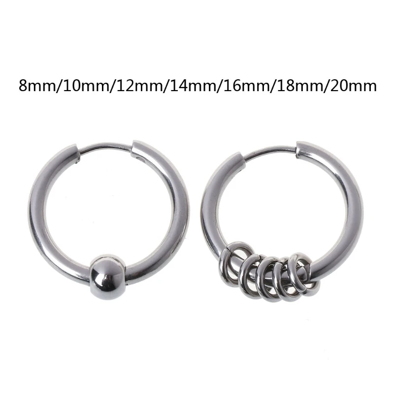 

1Pair 8mm-20mm Titanium Steel Hoop Earring Cartilage Helix Piercing Earrings