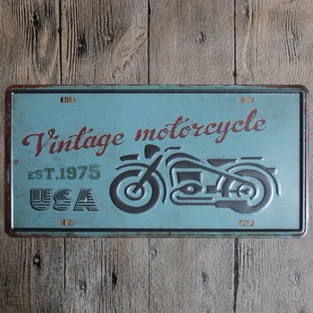 

VINTAGE MOTOCYCLE Tin Signs Metal License Plate Antique Metal Tin Painting Pub and Shop DECOR Wall Sticker House Decor 30*15cm