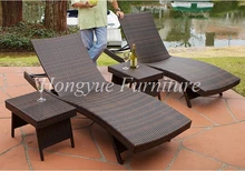 Brown wicker outdoor lounge chair set with corner table sale