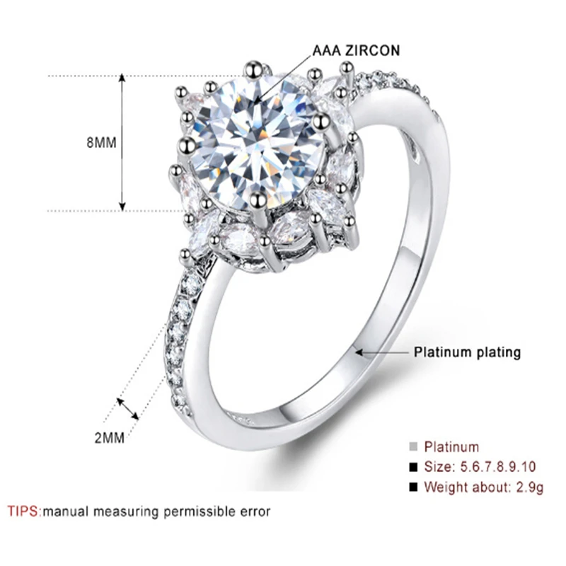 Limited edition Wedding ring Special moment for her Best gift Simple Top quality Silver Ring Engagement anel feminino
