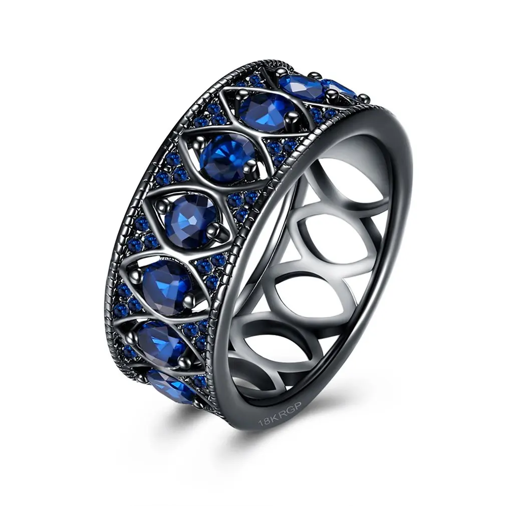 Luxury Men Blue Zircon Surround Rings Party Wedding Engagement