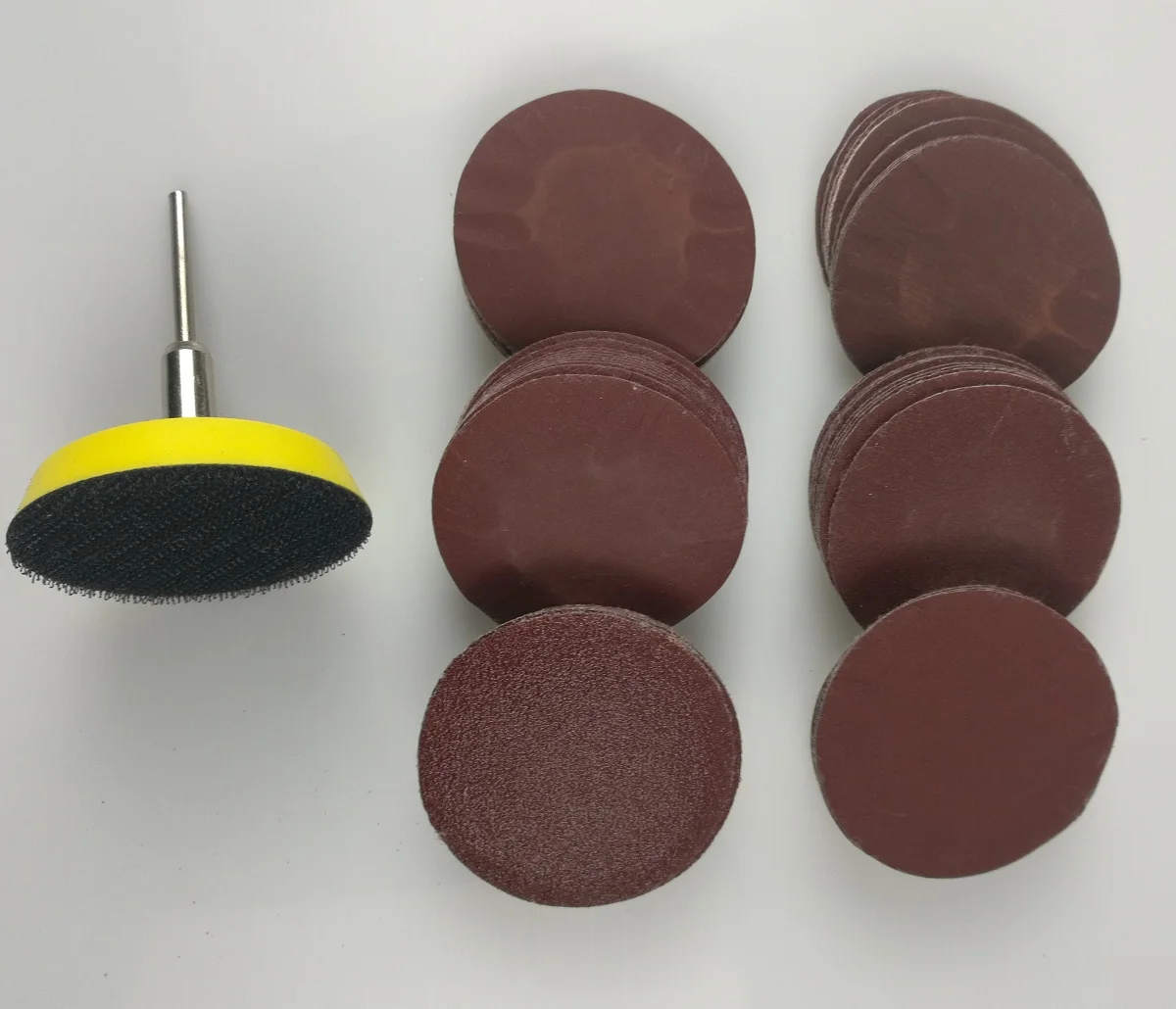 New 60pcs 2" 50mm Sandpaper Disc 100/240/600/800/1000/2000 Grits + 50mm Loop Sanding Pad with 45x3mm Shank DIY