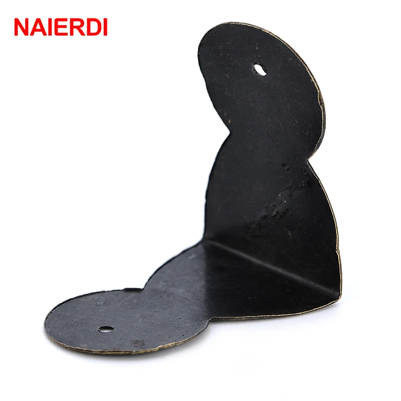 

12PCS NAIERDI Decoration Corner Bracket Antique Jewelry Box Wood Corner Protector Retro Bronze Furniture Fittings Hardware
