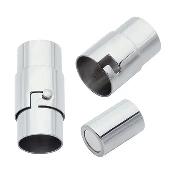 

2 Set Stainless Steel Gold Silver Tone Strong Magnetic Clasps Fit Round Leather Cord Bracelets Making End Caps Jewelry Findings