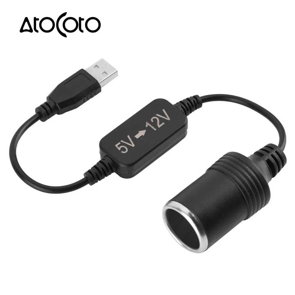 

AtoCoto Power Converter Adapter Wired USB Male Port to 12V Car Cigarette Lighter Socket Female Converter for Power Bank DVR GPS