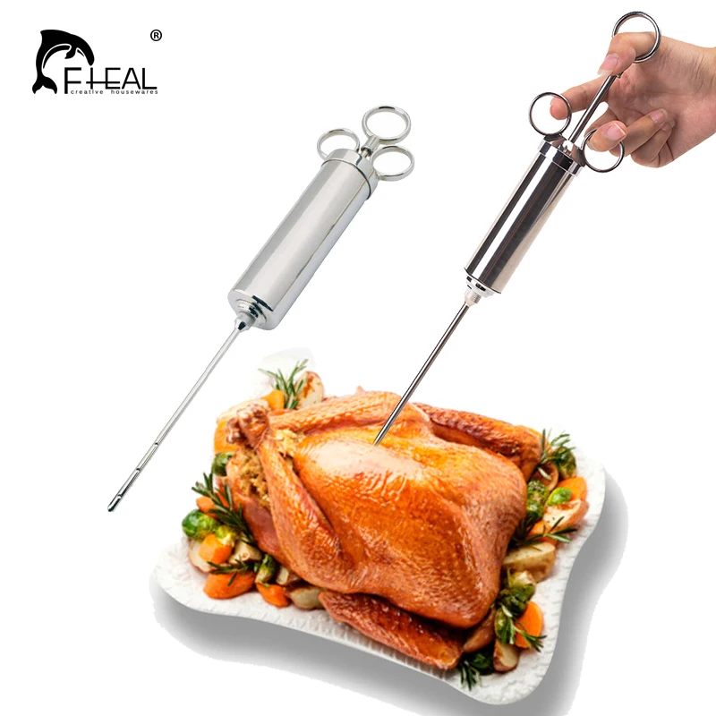 FHEAL Stainless Steel Chicken Meat Flavor Injector Durable BBQ Meat