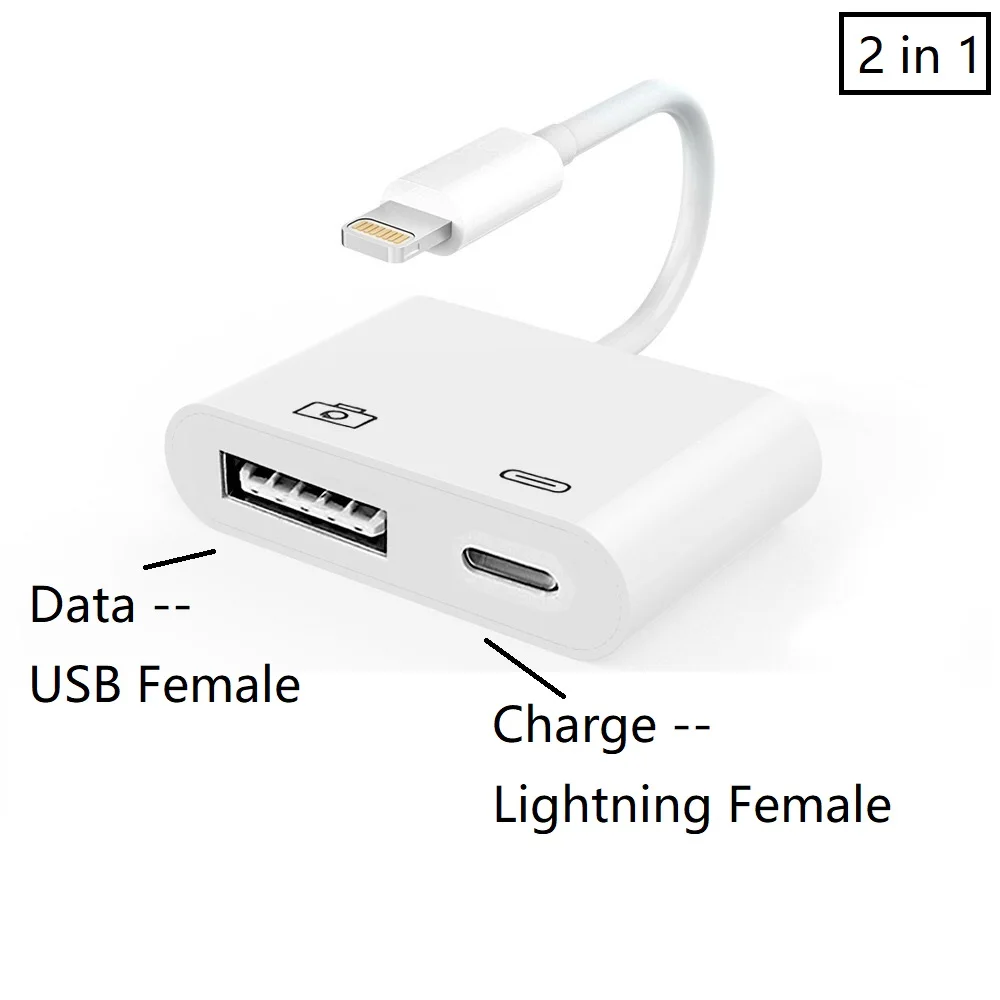 Адаптер Meenova Lightning OTG USB, хаб зарядный кабель для iPhone iPad iOS13, до 500 мАч ток USB флэш-накопитель, клавиатура, мышь - Цвет: up to 500mAh current