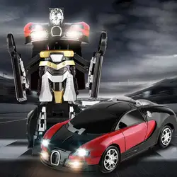 Детская Электрический деформации автомобиля легкая музыка Универсальный Робот-трансформер модель игрушечной машины обучающая игрушка
