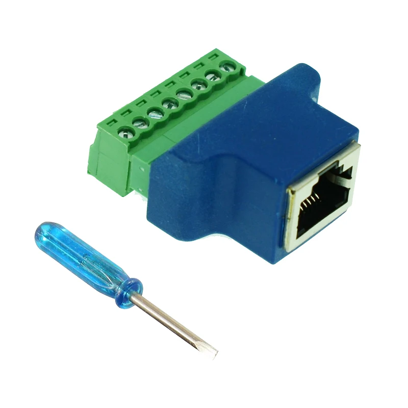 10pcs Color Connectors RJ45 to Screw Terminal Adaptor RJ45 Female to 8 Pin connector RJ45