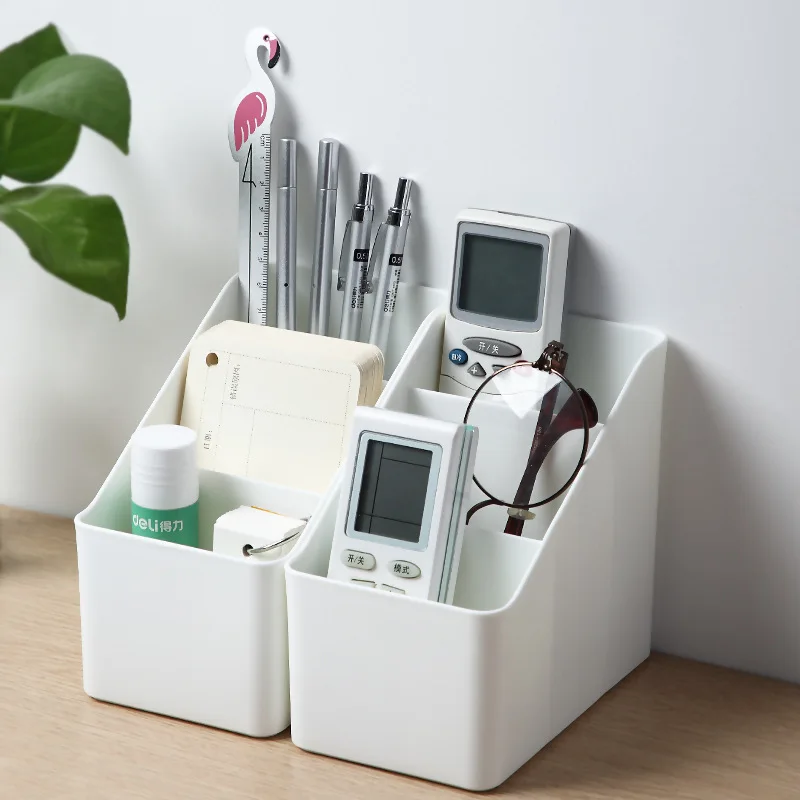 

Creative Plastic Desktop Storage Box Remote Control Makeup Organizer TV Stand Holder Caddy Organiser Tools Office Finishing Box