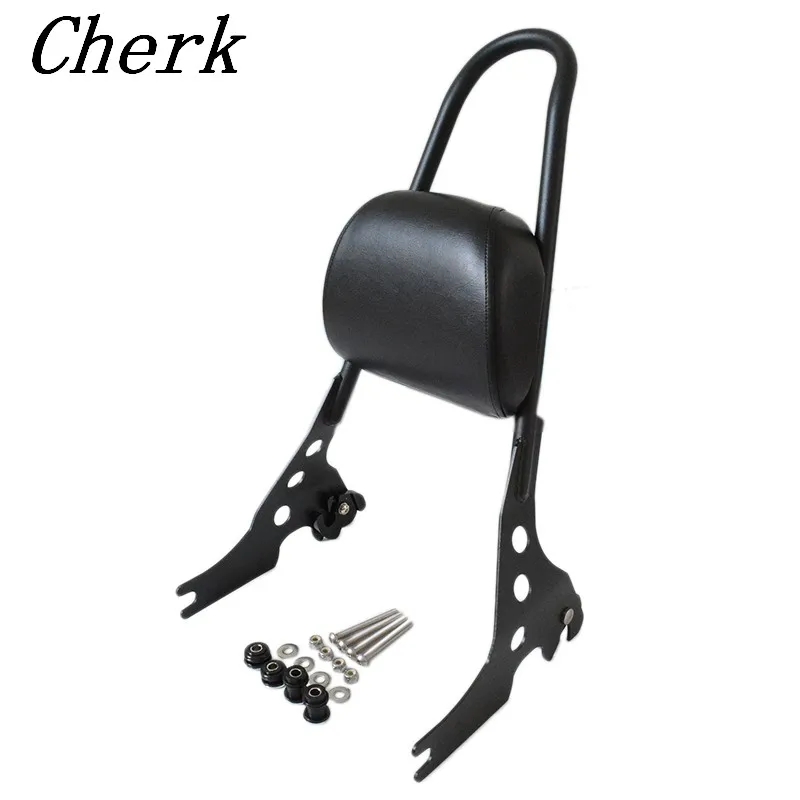 Motorcycle Black Passenger Backrest Sissy Bar Cushion Pad For Harley Sportster XL883 1200 48 04 15