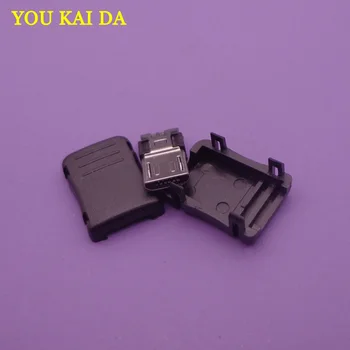 

50pcs Micro DIY Plug mini USB Male jack dc Connector Socket with Plastic Cover 5 Pin T Port Cover for DIY type b 3 in 1 plug