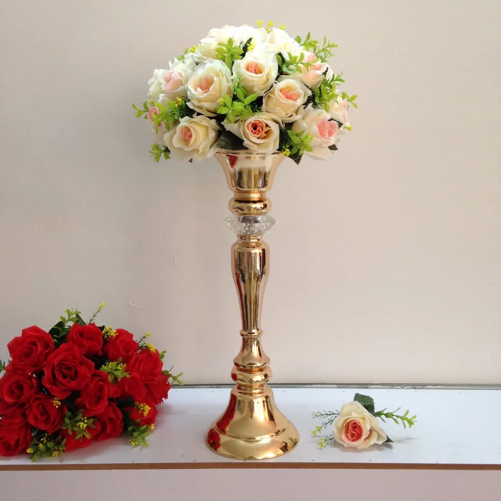 48cm 18 9 Wedding Road Lead Flower Shelf Gold Table Stand For