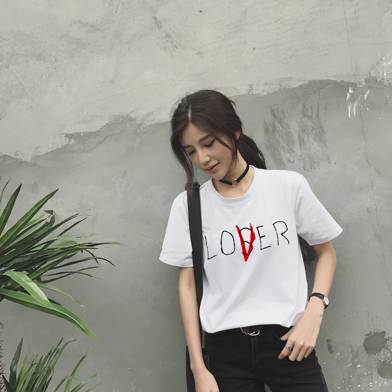 

LOVER Printed Summer Fashion Casual T-shirt Ladies Loose Short-sleeved Shirt