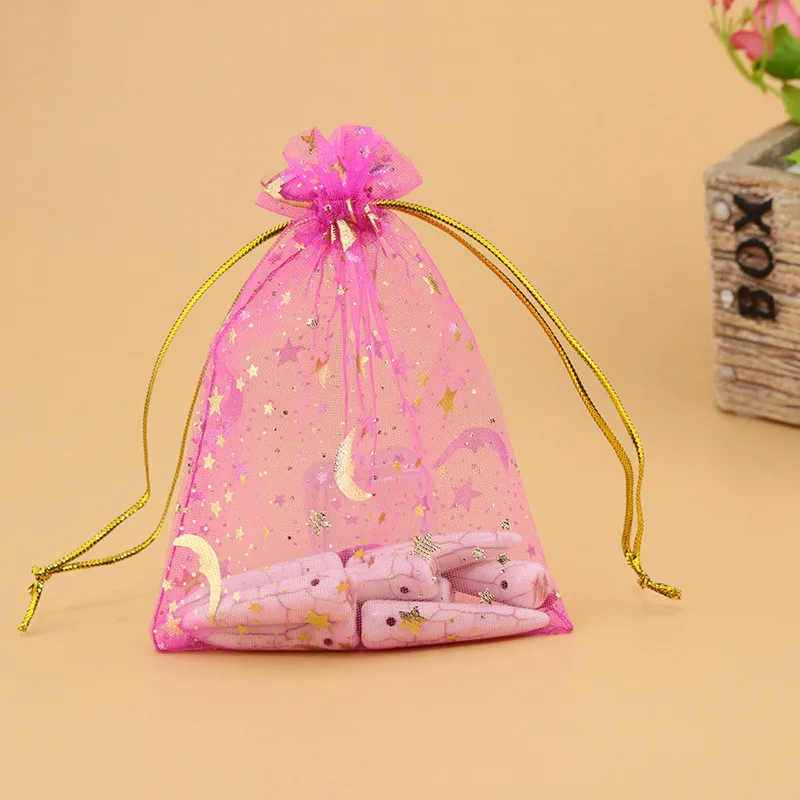 New 100pcs Stars The Moon Wedding Decoration Organza Jewelry Bags