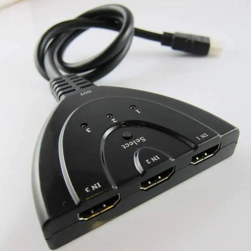 

Free Shipping 3 Ways HDMI Splitter Swich HD Video Switcher HUB Work For Full 1080P HDMI 1.4 HDTV Laptop PS Projector