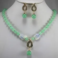 Женских полудрагоценных камней нефрита ожерелье серьги набор