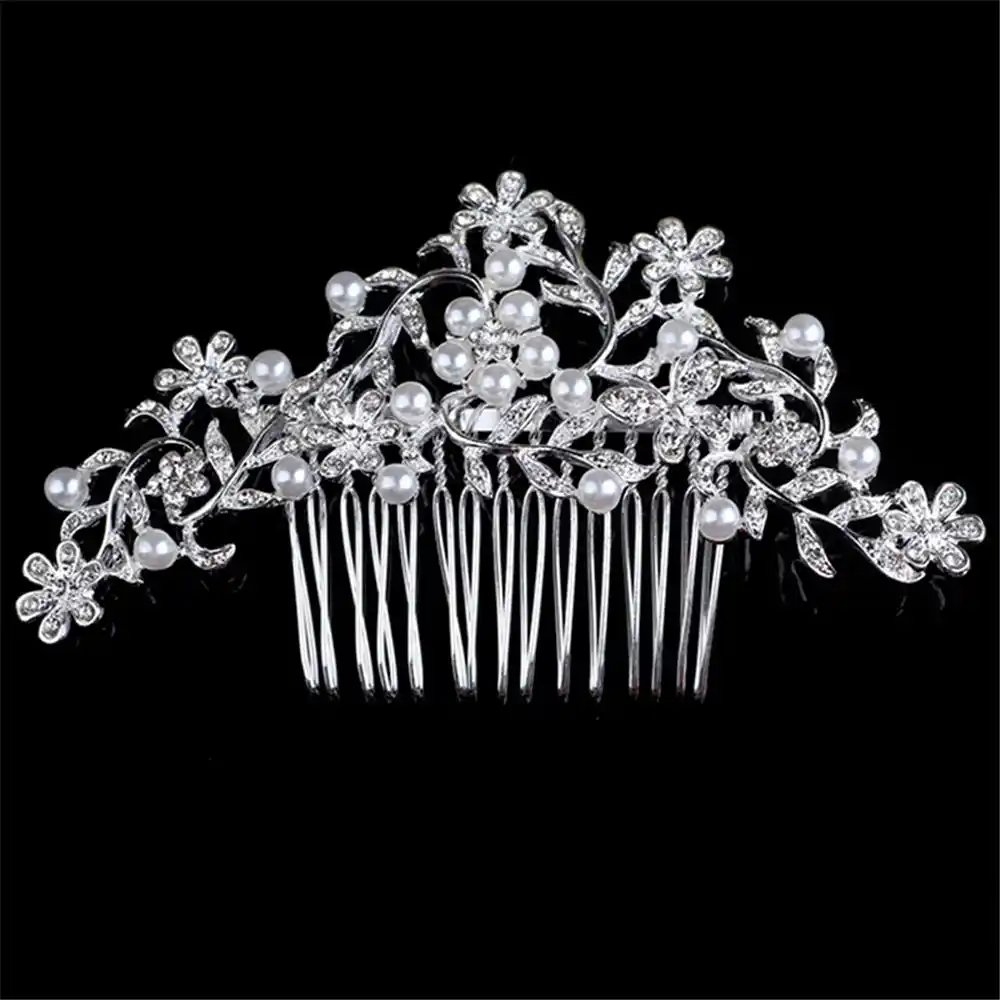 1 2pcs Elegant Wedding Bride Hairpin Women Crystal Rhinestone Hair