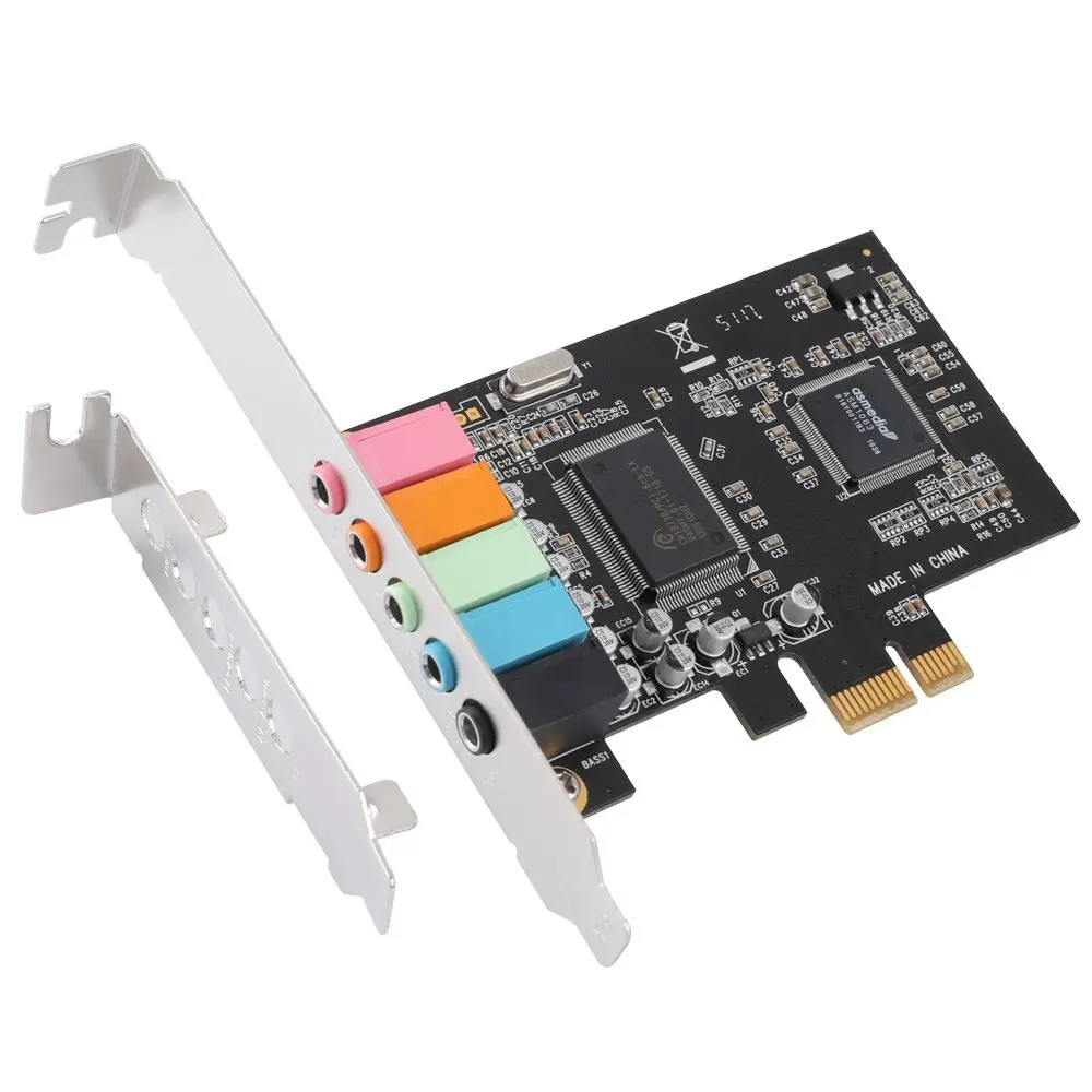 Звуковая карта PCIe 5,1, звуковая карта PCI Express Surround 3D для ПК с высокой прямой производительностью звука и низким профилем