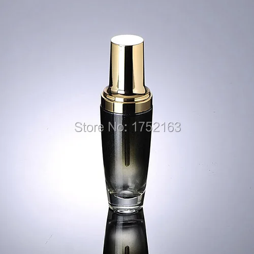 50ml airless pump bottle Black glass bottle lotion bottle Spray cover with Gold cosmetic pump