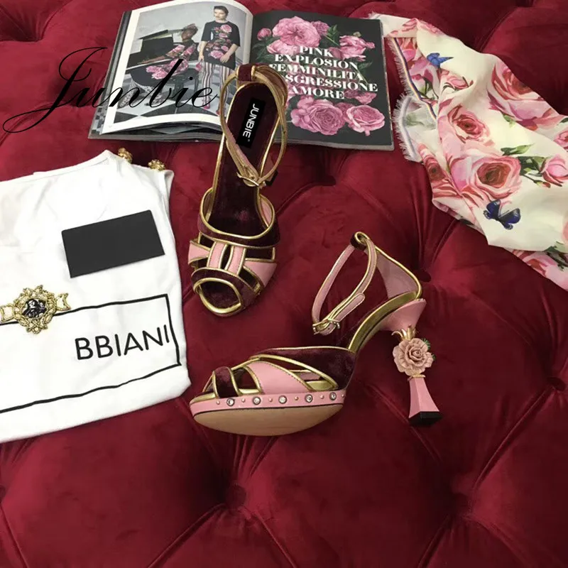 As Rosa Sandalias Correa Cuero Hebilla Tacón De Negro Sexy Tachonado Zapatos Genuino Las Alto Junbie Dedo Pic Mujer Mujeres as Verano Abierto Pic Del Floral Pie 8dBqwa