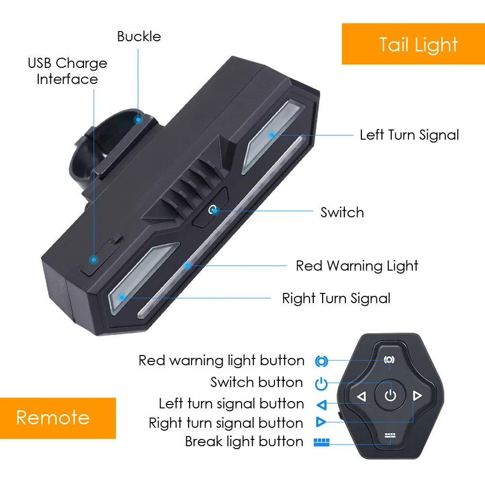 Sale MICCGIN Bicycle Wireless Remote Control Turn Tail Light Bike Rear Light USB Rechargeable Waterproof LED Cycling accessory 1