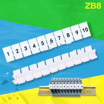 

100pcs ZB8 Number MARKER UK6N URTK/S Din Rail Terminal Blocks Maker Strips Label Connectors & Terminals Terminal ZB8
