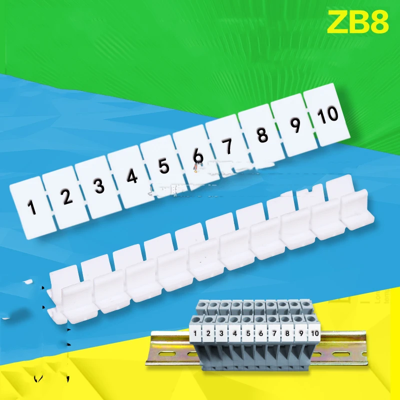 Bloques de terminales de Riel Din, marcador de número ZB8 UK6N URTK/S