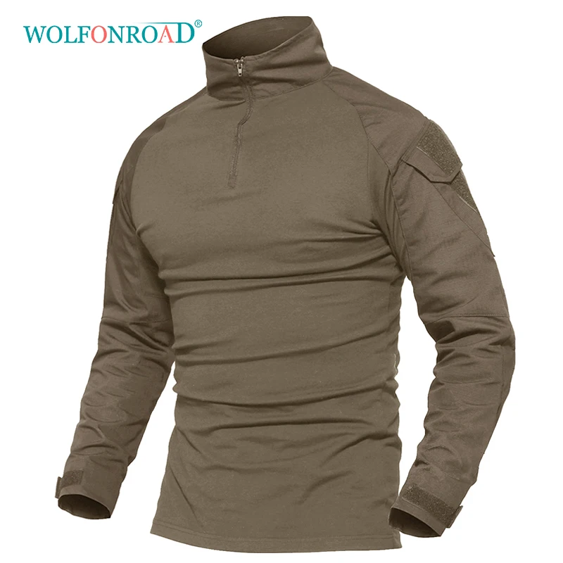 

WOLFONROAD Men Tactical Shirt Camping Hiking Tee Shirt Men Long Sleeve Military T-Shirt Men's Hunt Sport T-shirts Men's Shirts