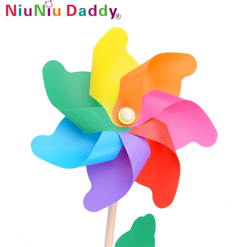 Niuniu Daddy Colorful DIY Windmill Plastic Kids Hand Windmillls Outdoor