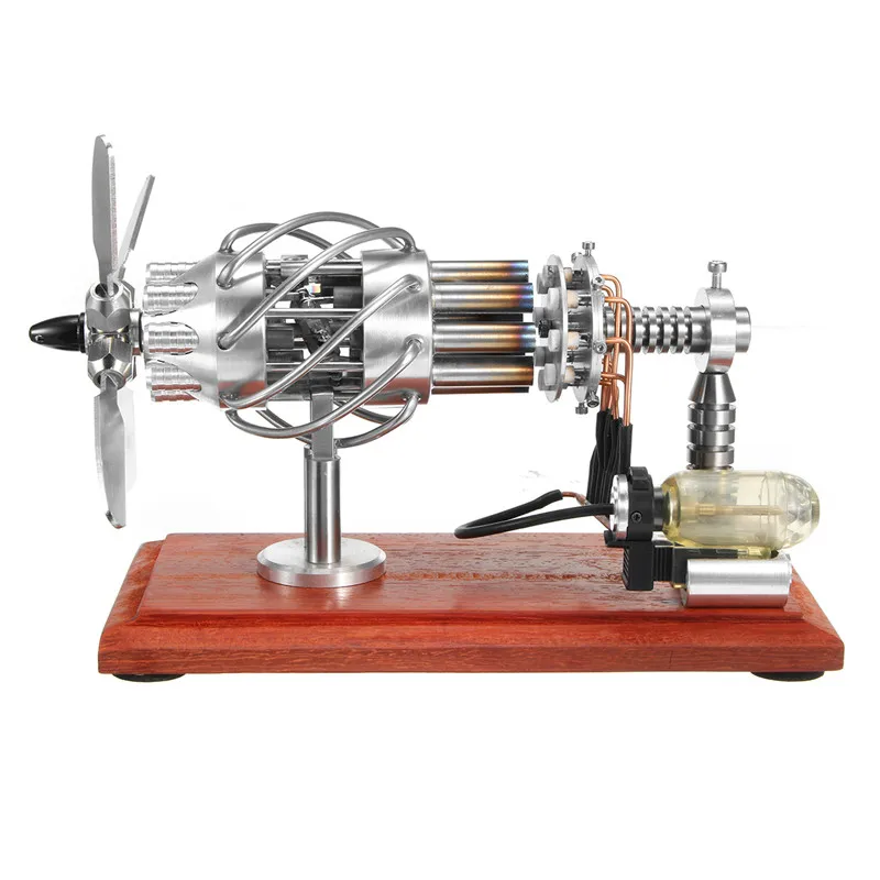 

Stainless Steel 16 Cylinder Hot Air Stirling Engine Motor Model Silver Color Creative Motor Engine Toy External Combustion