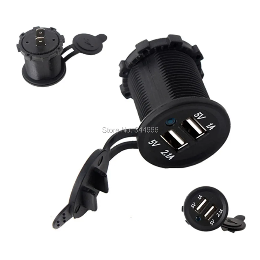Vehicle Motorcycle Dual USB Power Charger Adapters Auto Car Waterproof