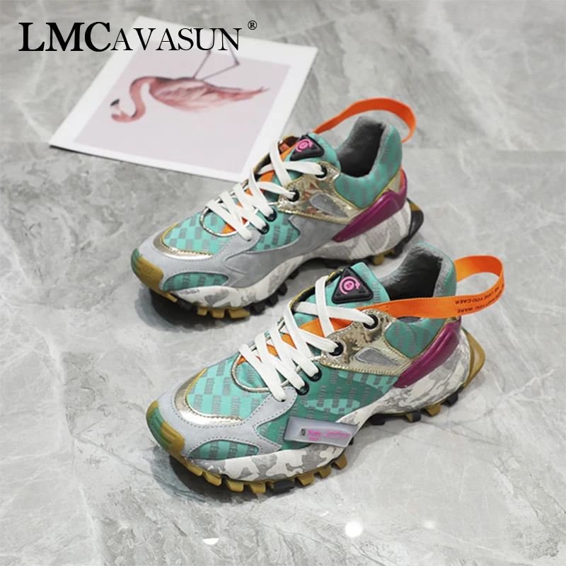 

LMCAVASUN 2019 spring new leather women's shoes Casual thick-soled wild platform shoes Platform sneakers Women's loafers lmc-270