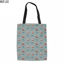 Хозяйственные сумки Женская модная Брезентовая сумка женская Дельфин печатных Эко сумки для рециркуляции женщин сумка на плечо пляжная сумка