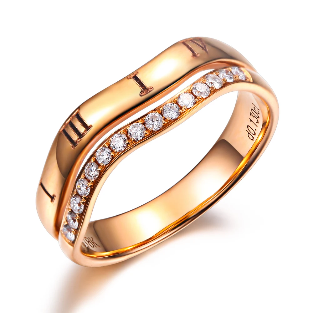 0.13CT I J/SI Diamond Wedding Rings For Woman/Man GVBORI 18K Gold