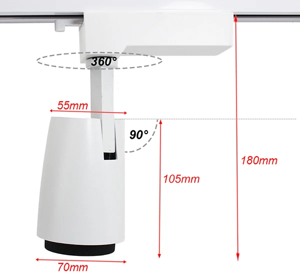 Светодиодный Светодиодный Трековый светильник, регулируемый, 15 Вт, 220 В, 240 в, осветительный, а также направляющий рельсовый фонарь для магазина, торгового центра, выставочного офиса