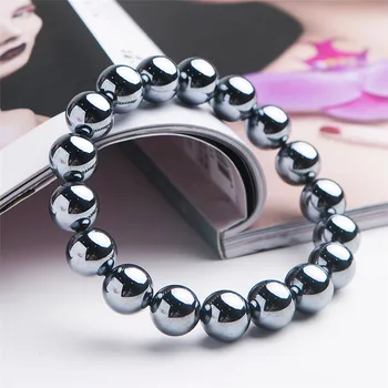 

Natural Terahertz Wave Gems Round Bead Stretch Power Woman Men Bracelet Drop Shipping 12mm
