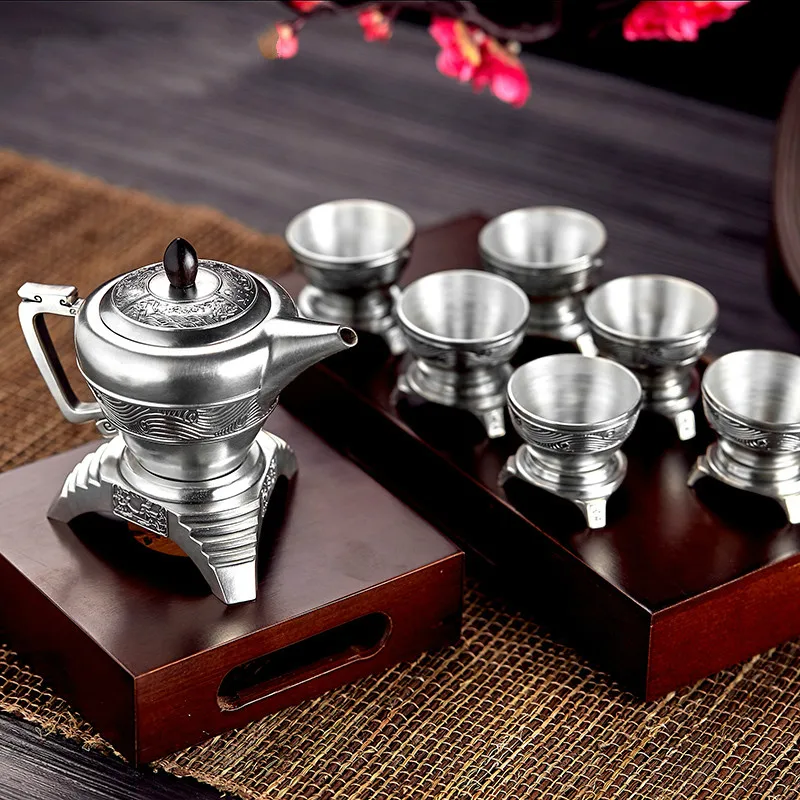  S999 sterling silver kungfu tea set portable teapot tea cup tea set tea ceremony teapot set