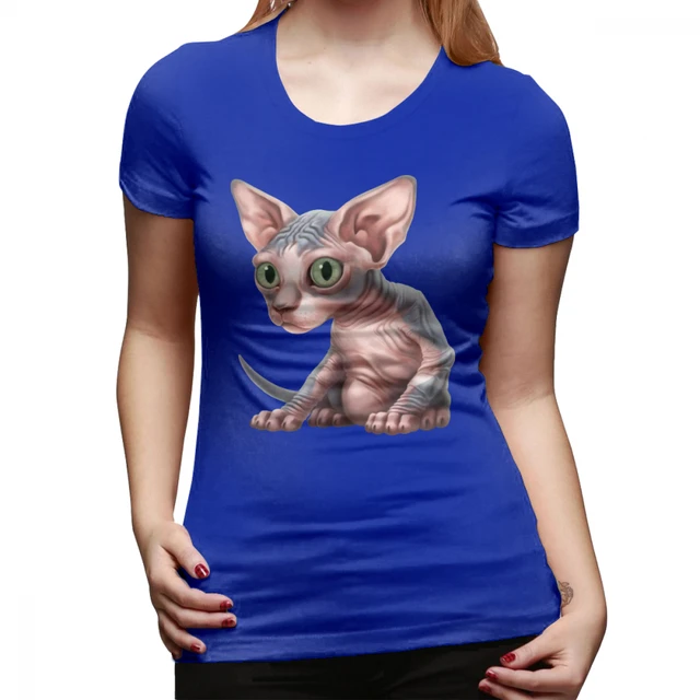 Kotomoda Sphynx Cat Embroidery T-Shirt - Silver Skull Design, Stretchable Fabric (Size L)