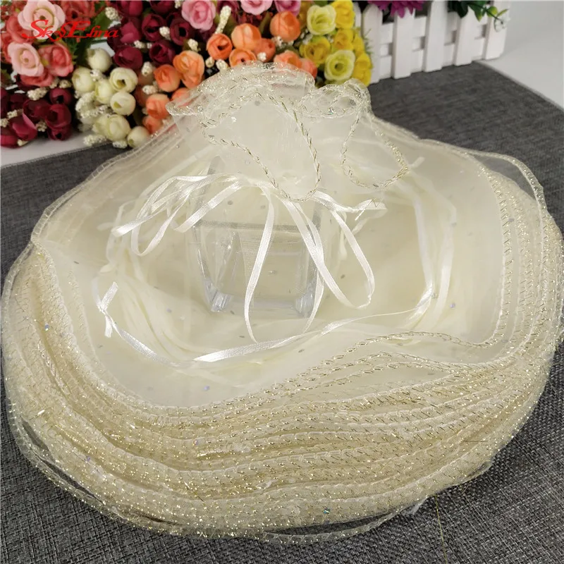 100 шт. 35 см органза мешок стенд для ювелирных украшений сумки тюль свадебное украшение из ткани поставки 7zSH839