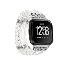Дропшиппинг изысканные мастерство роскошный кристалл три бусины Круглые Часы наручные ремешок для Fitbit Versa 18#824