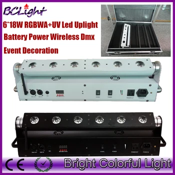 

5 pcs+1 fly case/lot DHL free shipping RGBWAP 6 IN 1 led battery operated & wireless dmx led uplights colorful led decor light
